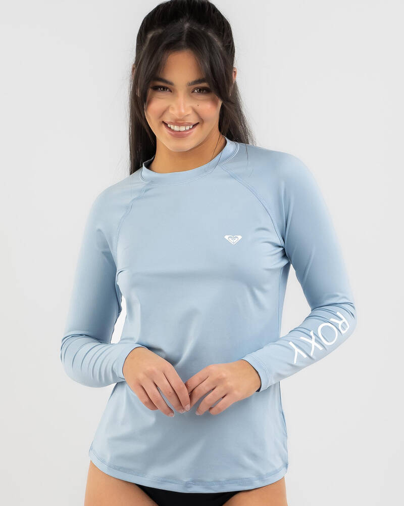 Shop Roxy Essentials Long Sleeve Rash Vest In Clear Sky Fast Shipping