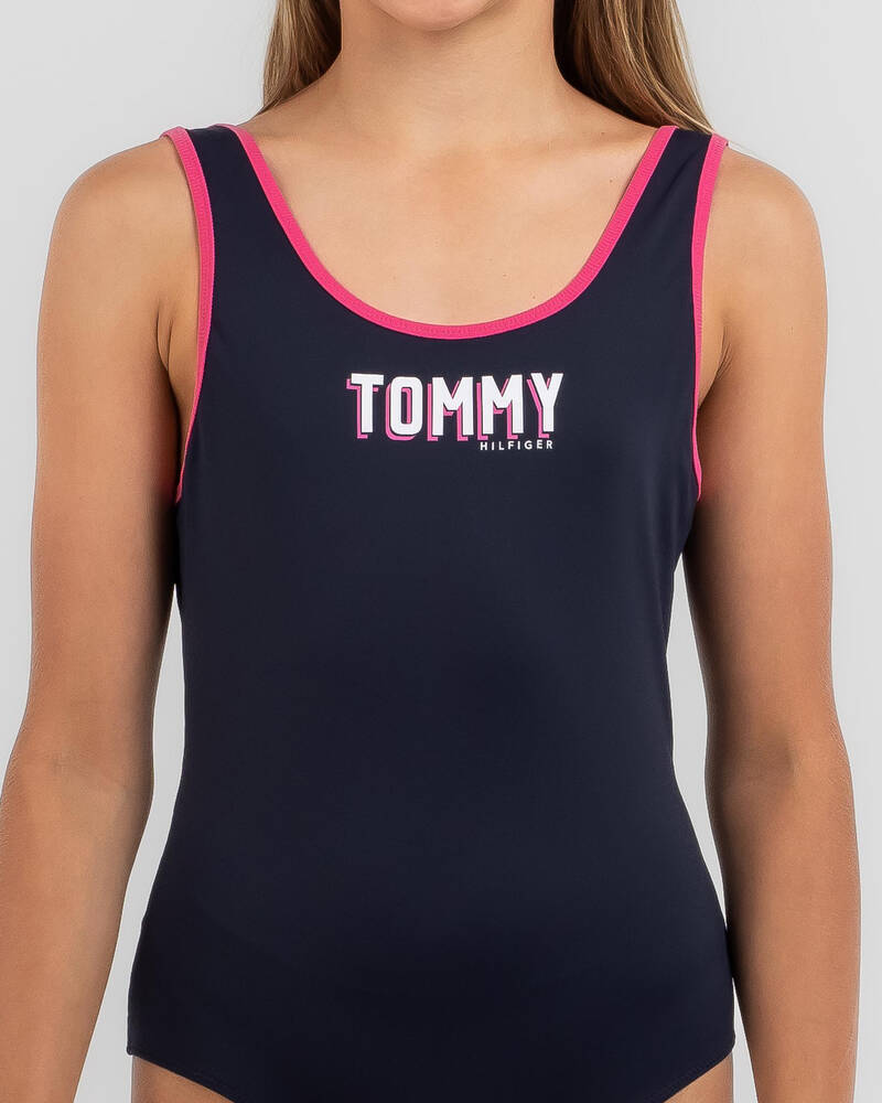 Tommy Hilfiger Girls' Tommy Graphic One Piece Swimsuit for Womens