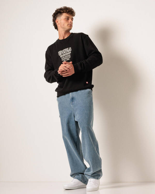 S-Double Workshop French Terry Crew Sweatshirt for Mens