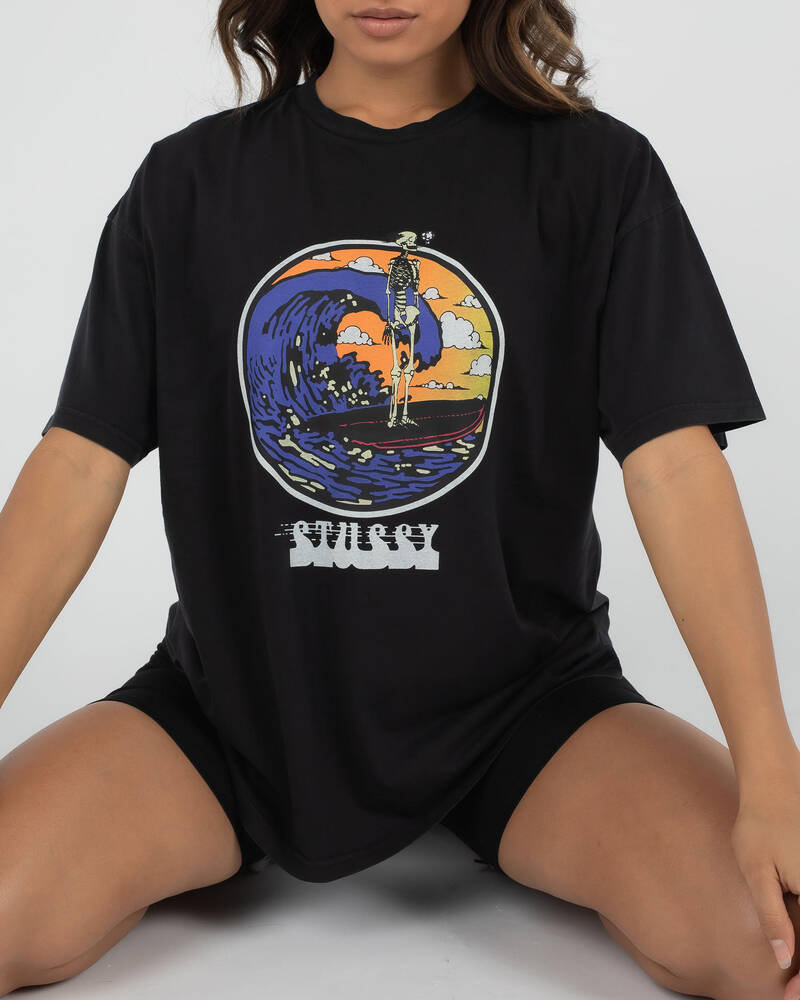 Stussy Waves Pigment Relaxed T-Shirt for Womens