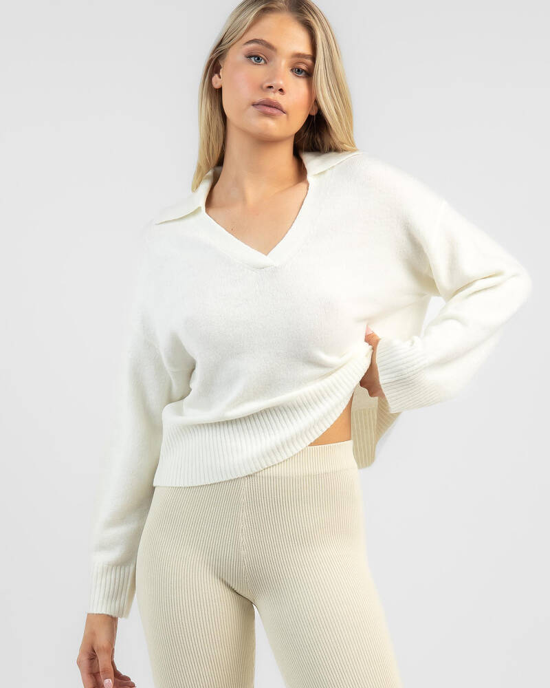 Ava And Ever Yale V Neck Collared Knit Jumper for Womens