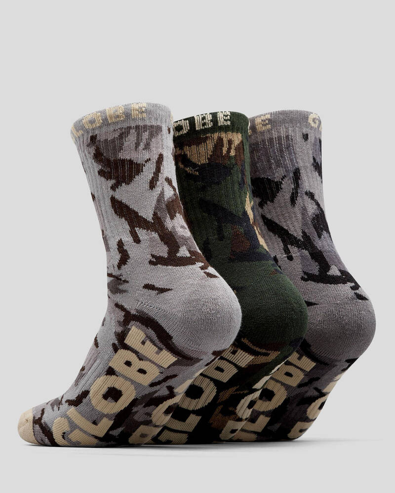 Globe Eco Camo Crew Socks 3 Pack for Mens