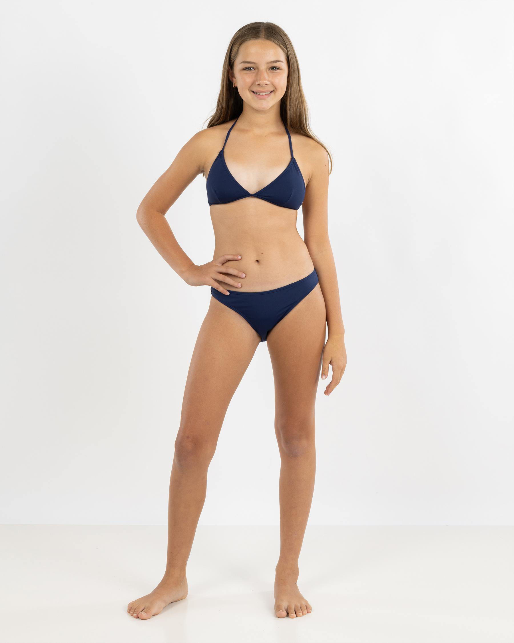 Topanga Girls' Coco Fixed Triangle Bikini Set In Sapphire - FREE