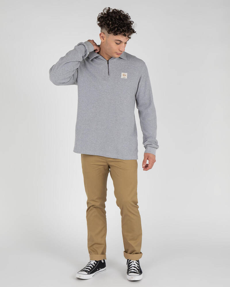 Stussy Workwear Waffle 1/4 Zip Polo Shirt for Mens