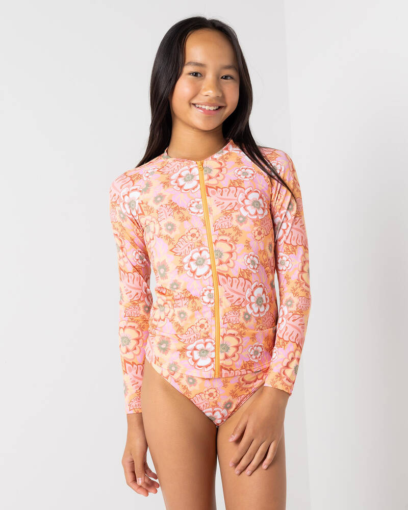 Roxy Girls' Wild Flower Long Sleeve Rash Vest Set for Womens