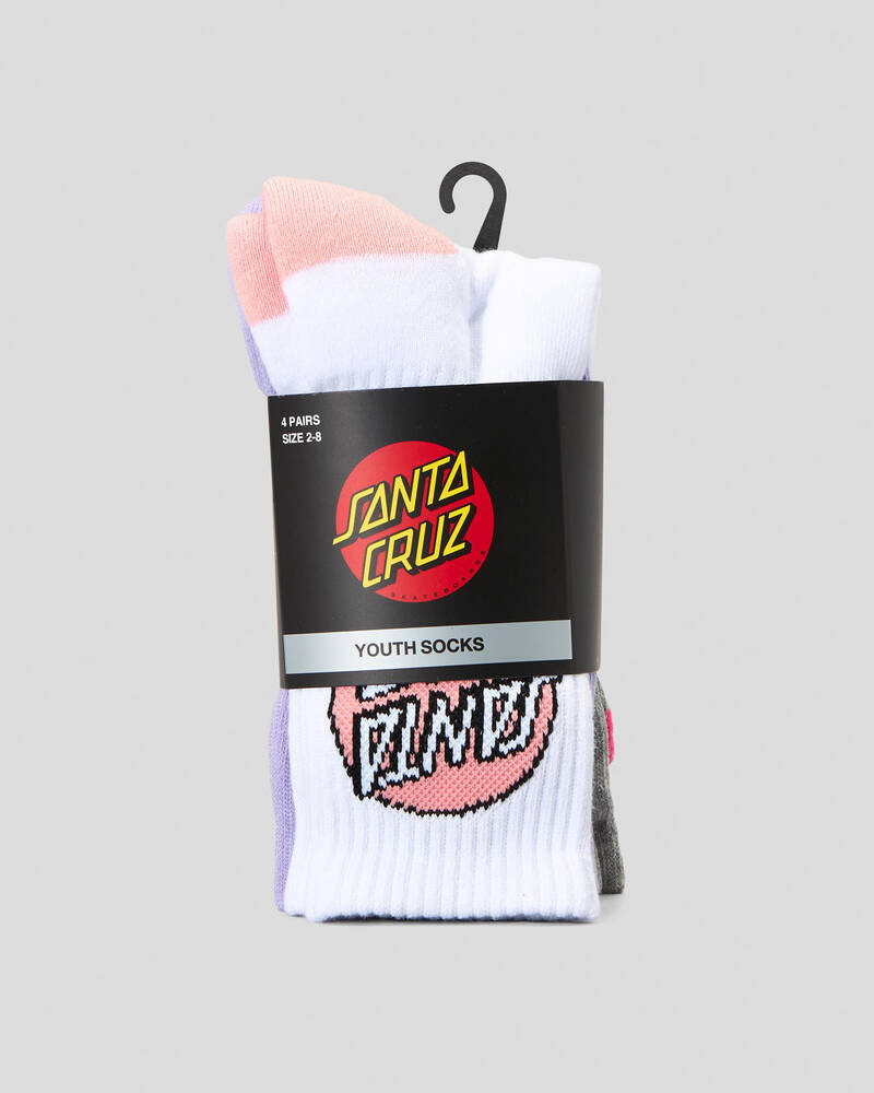 Santa Cruz Girls' Other Dot Crew Socks 4 Pack for Womens