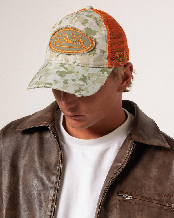 Camo Distressed Trucker Cap