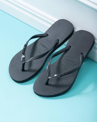 Havaianas Slim Metal Logo Crystal Thongs for Womens image number null