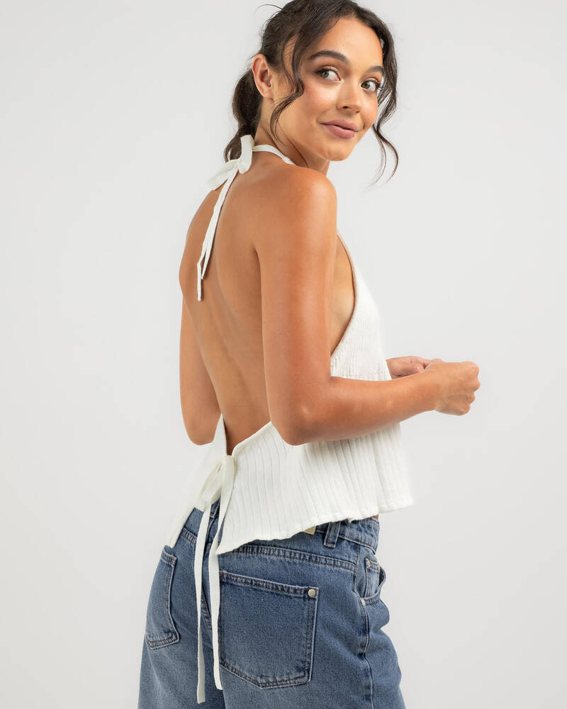 Mint Vanilla Edwina Halter Neck Knit Top for Womens