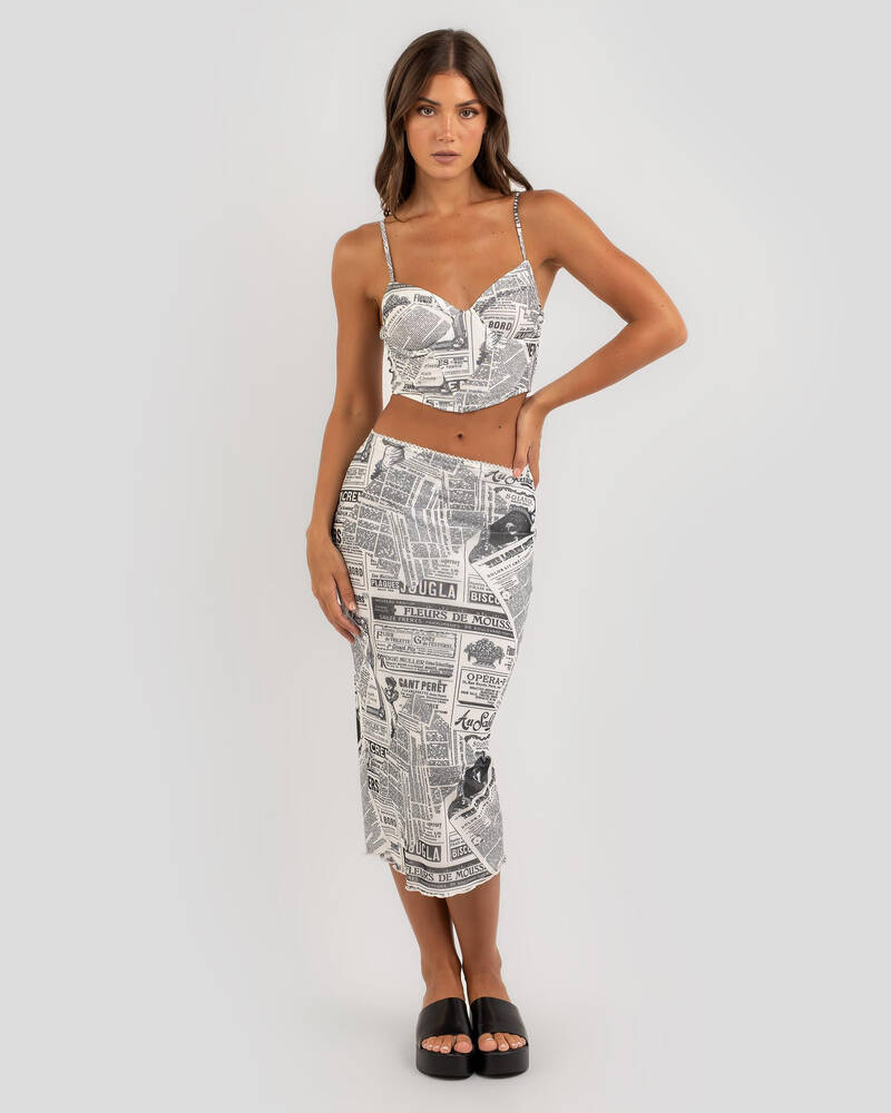 Ava And Ever Newspaper Corset Top for Womens