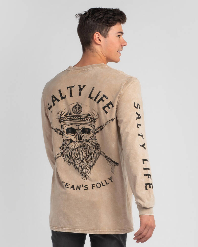 Salty Life Black Beard Long Sleeve T-Shirt for Mens