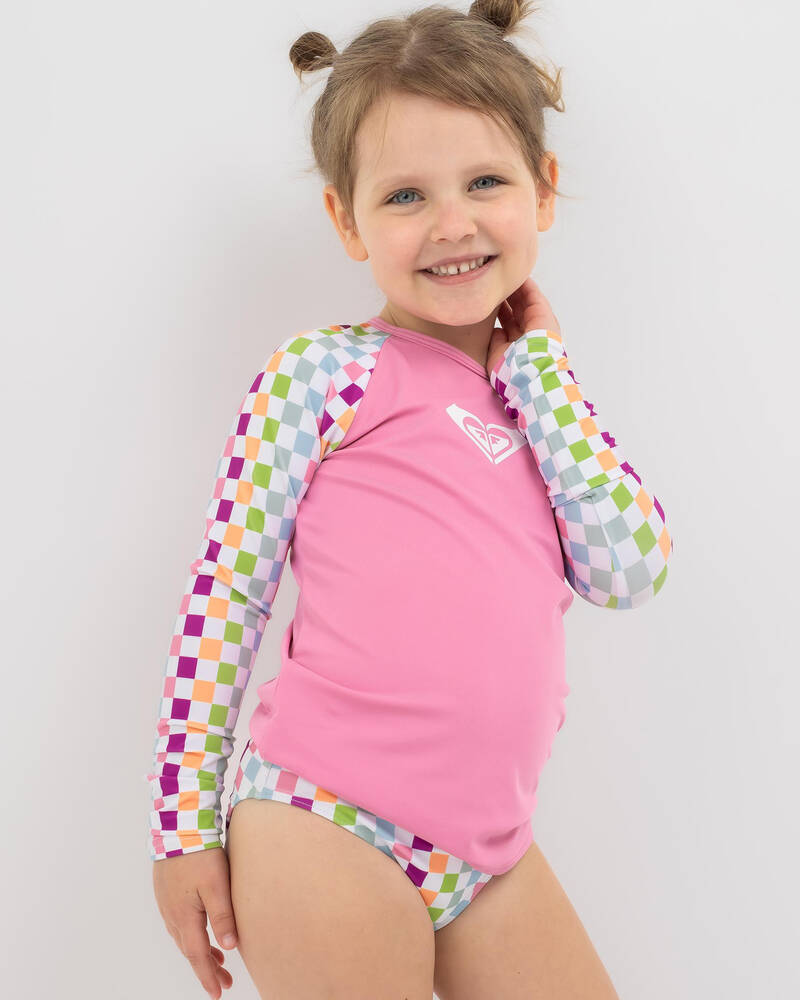 Roxy Toddlers' Rainbow Check Long Sleeve Rash Vest Set for Womens