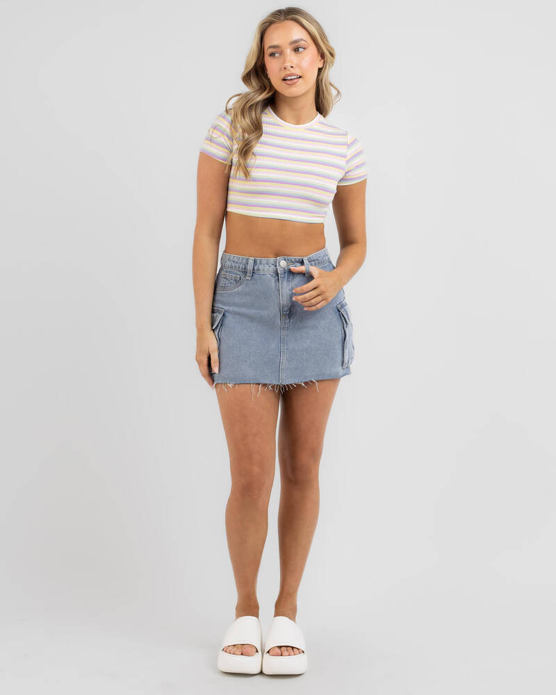 Mooloola Sorbet Ultra Crop Baby Tee for Womens