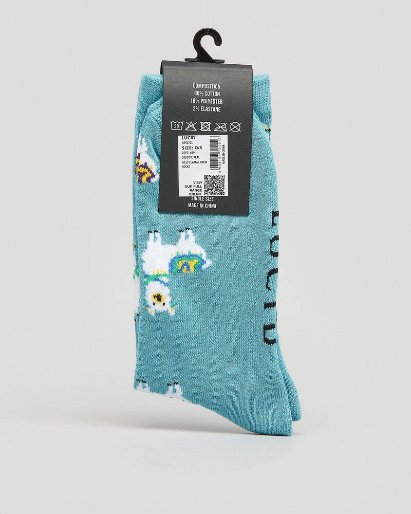 Lucid Silly Llamas Crew Socks for Mens
