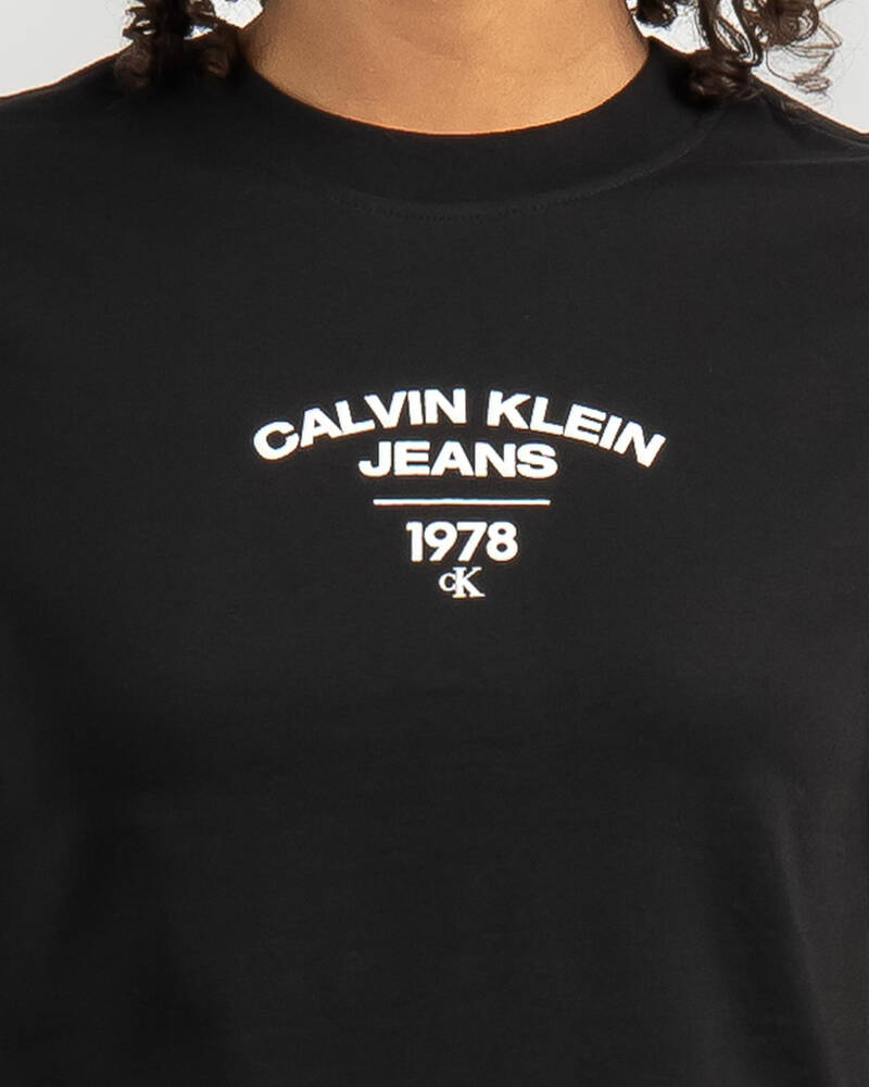 Calvin Klein Jeans Varsity Logo Baby Tee for Womens