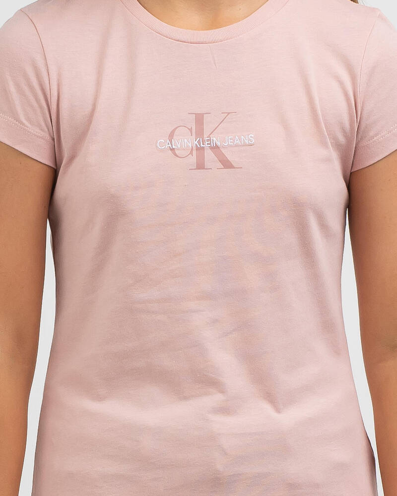 Calvin Klein Girls' Micro Monogram T-Shirt for Womens