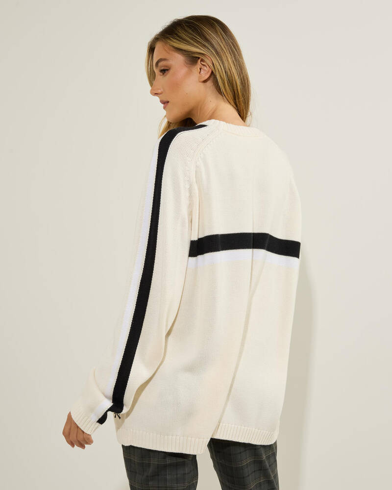 Rusty White Lines Crew Neck Knit Jumper for Womens