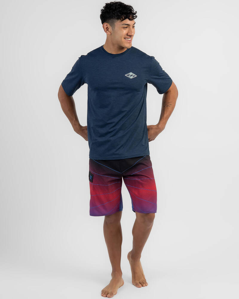 Shop Billabong Diamond Shoreline Rash Vest In Navy Heather Fast