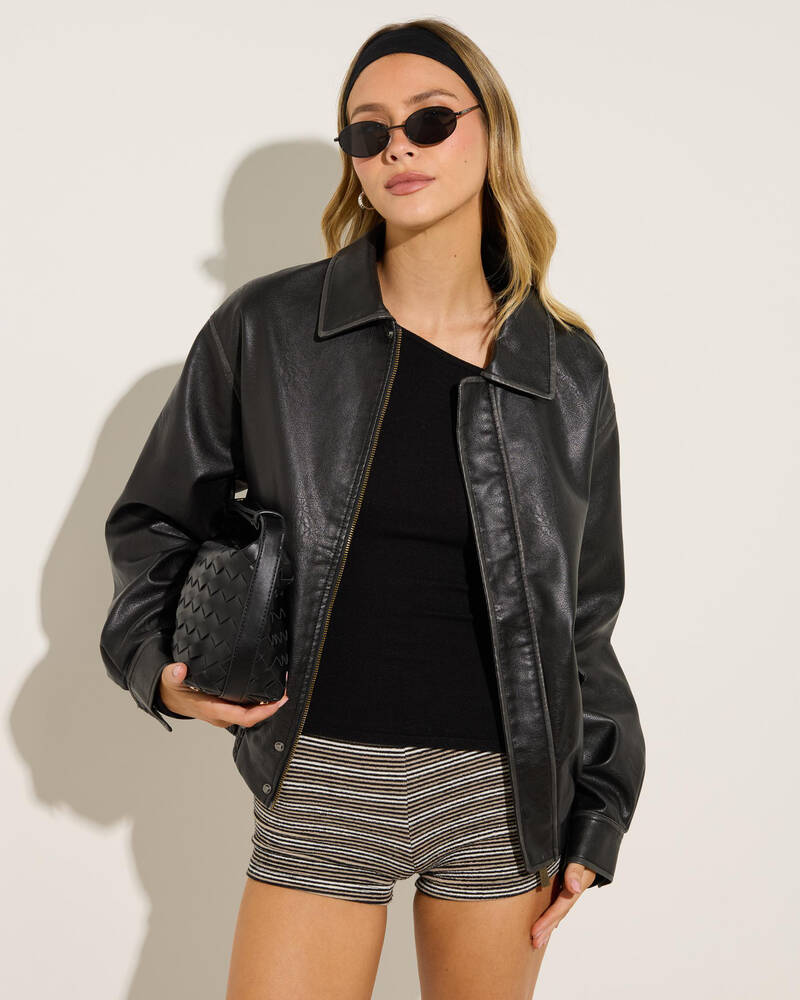 Ava And Ever Dixie Faux Leather Bomber Jacket for Womens