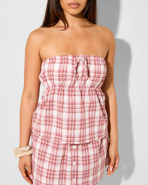 Rhythm Chelsea Check Strapless Top for Womens