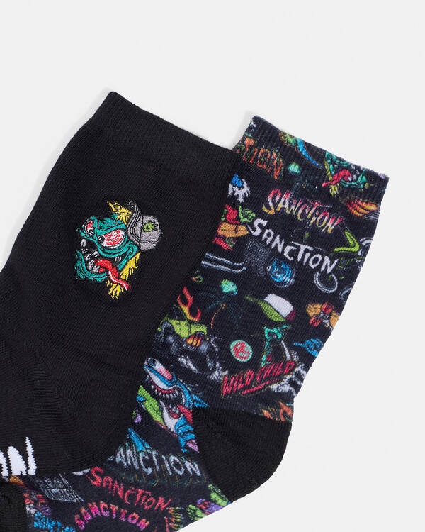 Sanction Boys' Monster Haze Socks 2 Pack for Mens