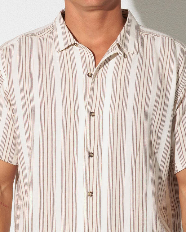 RVCA Beat Stripe Short Sleeve Shirt for Mens
