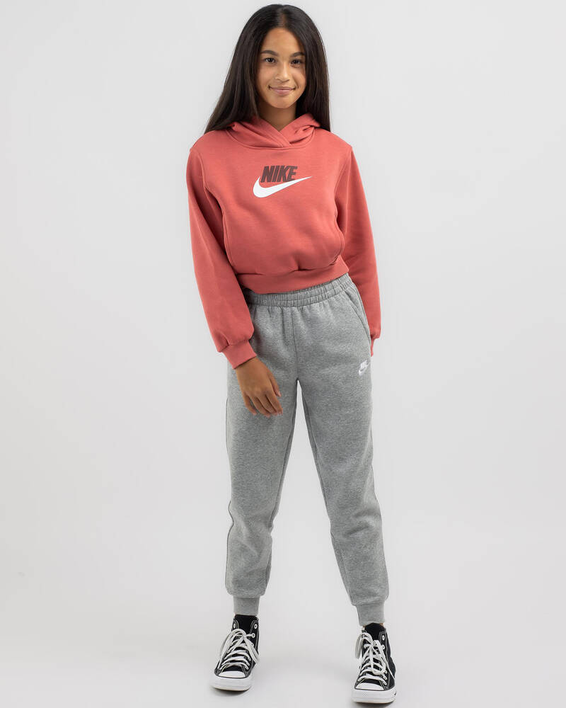 Nike Girls' Club Fleece Crop Hoodie for Womens