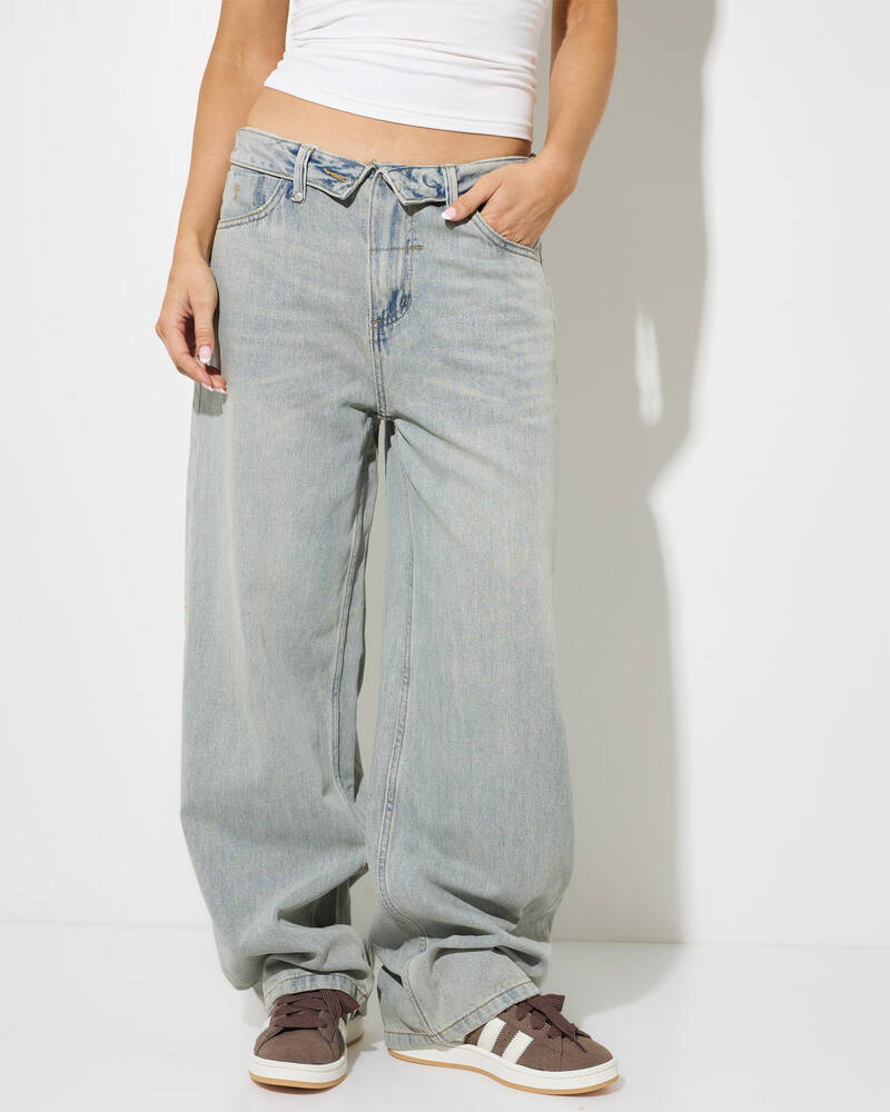 Thrills Murphy Folded Waist Baggy Jeans for Womens
