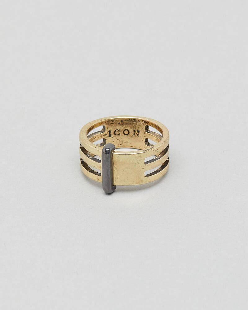 Icon Brand Reset Cut Out Band Ring for Mens
