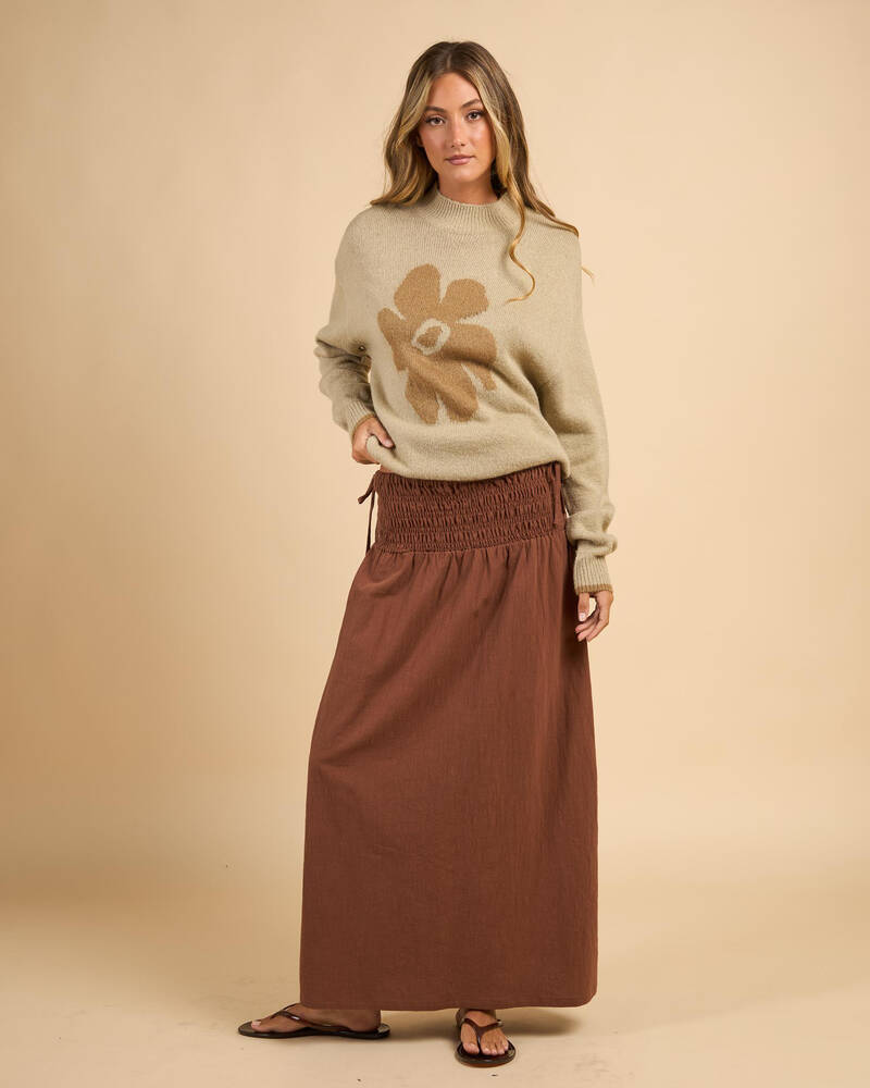 Rhythm Alana Tie Side Maxi Skirt for Womens