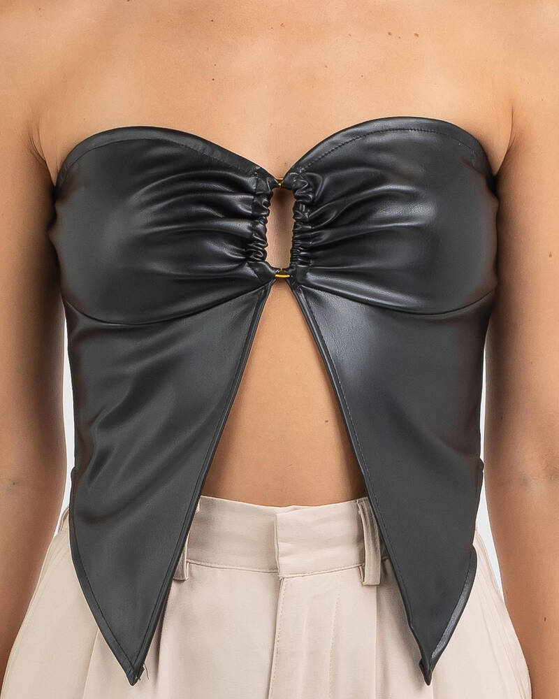 Mint Vanilla Zoe Vegan Leather Tube Top for Womens