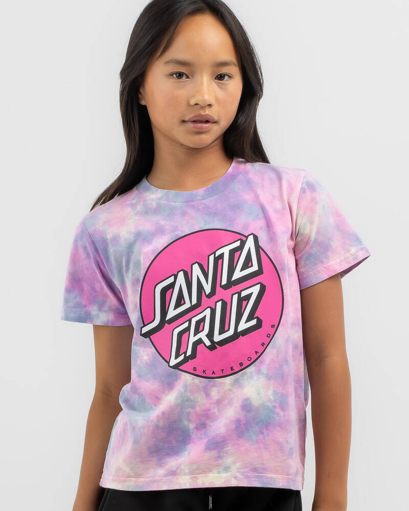 Santa Cruz Girls' Dot Front Tie Dye T-Shirt for Womens