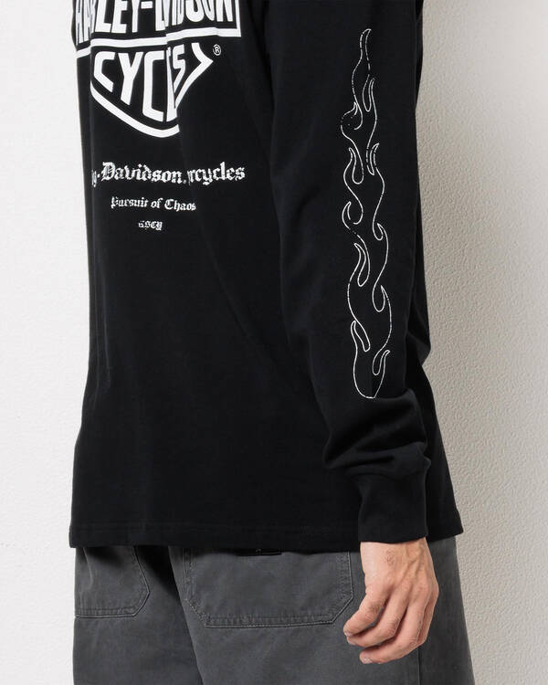 Kiss Chacey Harley-Davidson Flames Long Sleeve T-Shirt for Mens