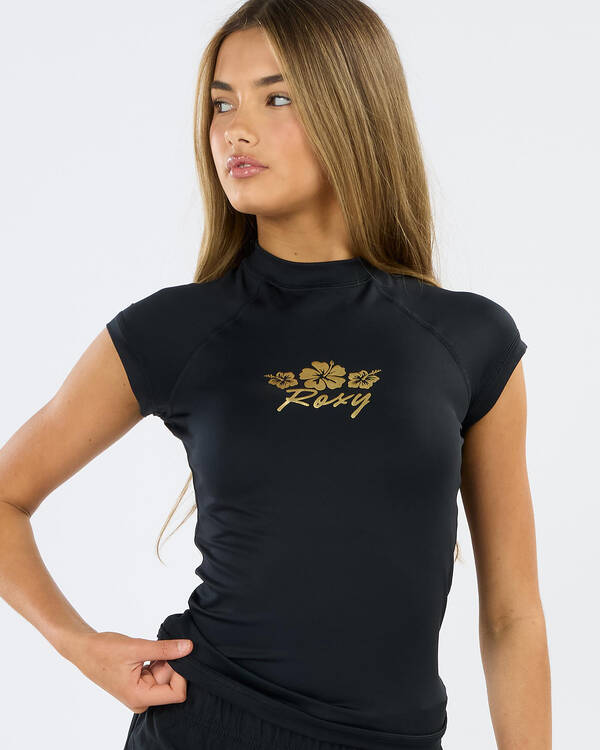 Roxy Girls' Disco Belle Cap Sleeve Rash Vest for Womens