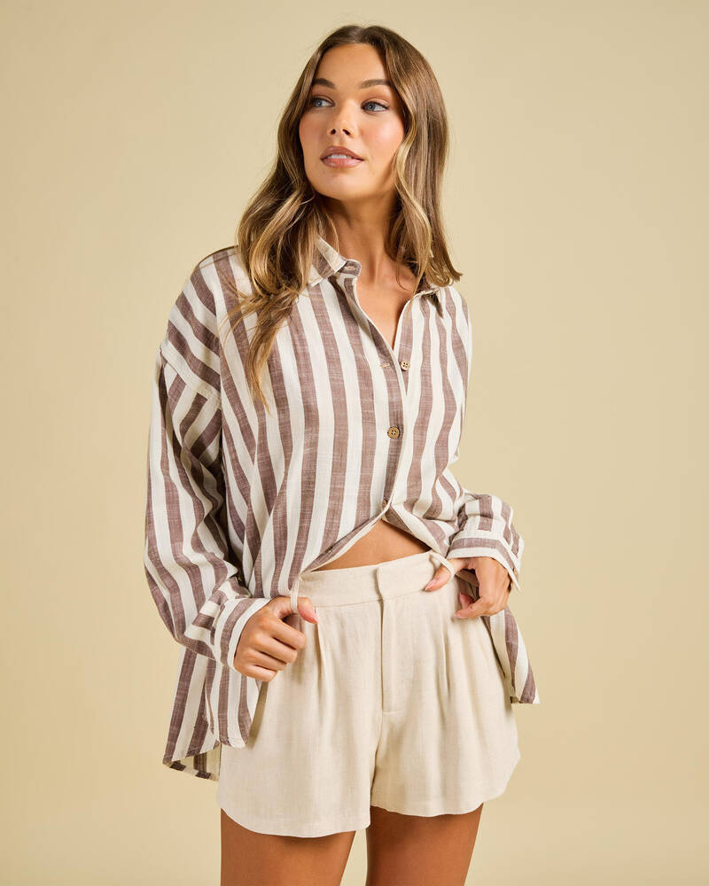 Roxy Morning Time Again Stripe Shirt for Womens