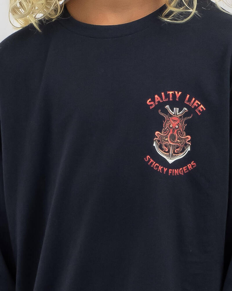 Salty Life Boys' Sticky Fingers Long Sleeve T-Shirt for Mens