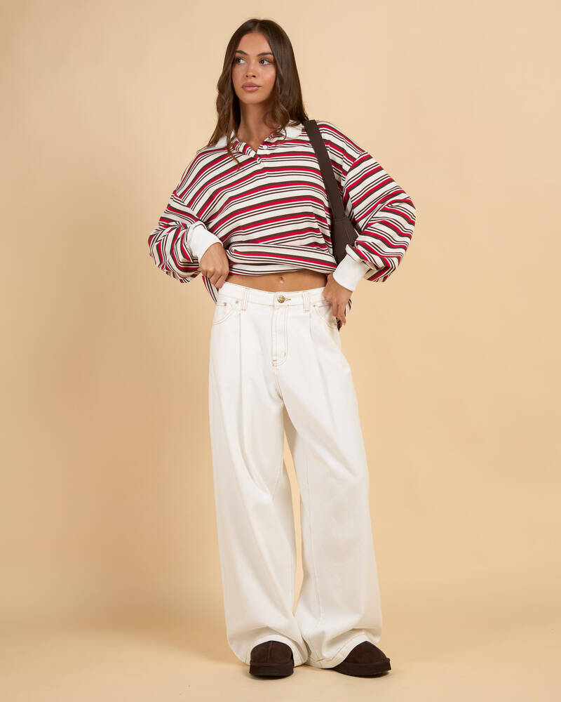 DESU Demi Pleated Wide Leg Jeans for Womens