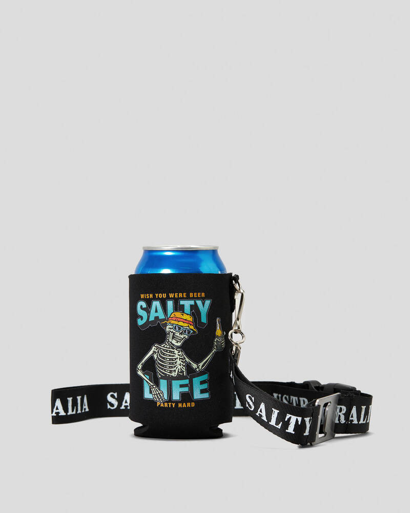 Salty Life Party Hard Lanyard Stubby Cooler for Mens