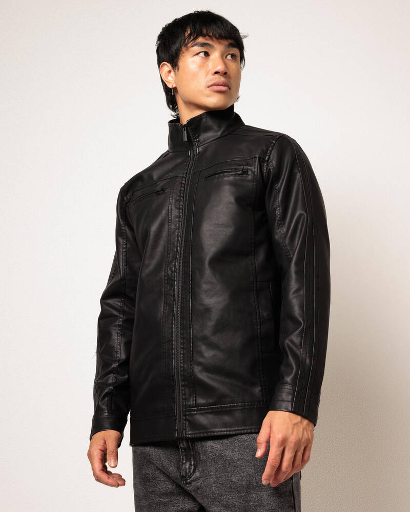 Dexter Scatter Hooded Faux Leather Jacket for Mens
