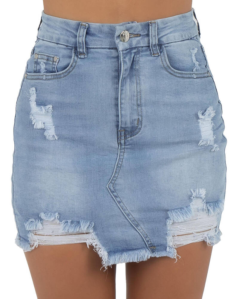 Shop Used Nashville Skirt In Mid Blue Fast Shipping & Easy Returns