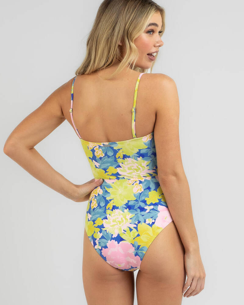 Shop Billabong Cosmic Summer Bandeau One Piece Swimsuit In Blue Fast