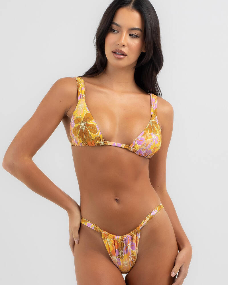 Rhythm Mahana Floral Soft Strap Slide Triangle Bikini Top for Womens