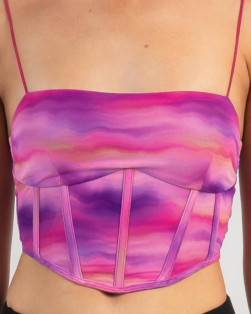 Ava And Ever Malibu Sunset Mesh Corset Top for Womens