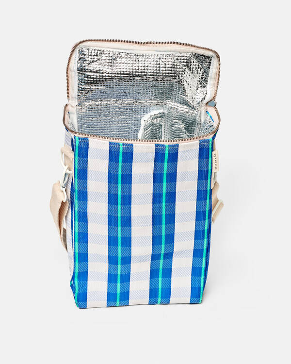 Sunnylife Neon Blue Recycled Nylon Drinks Cooler Bag for Unisex