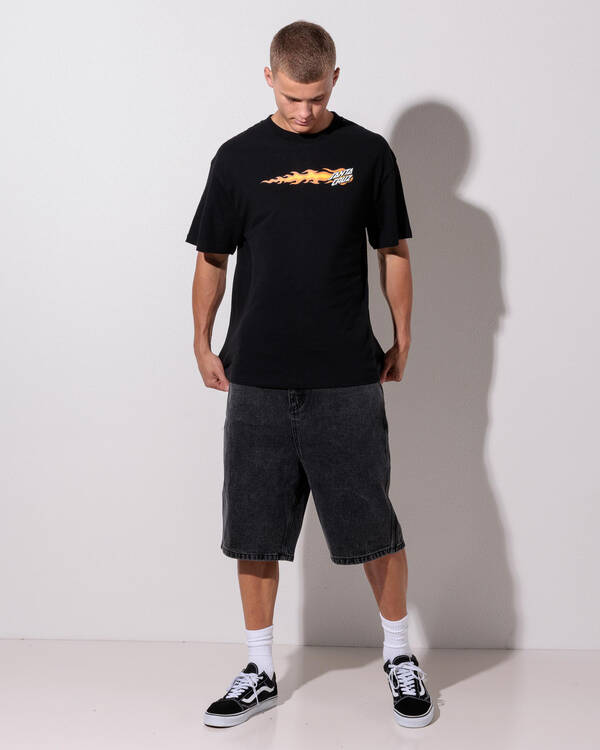 Santa Cruz Flaming Dice Dot Jean Shorts for Mens