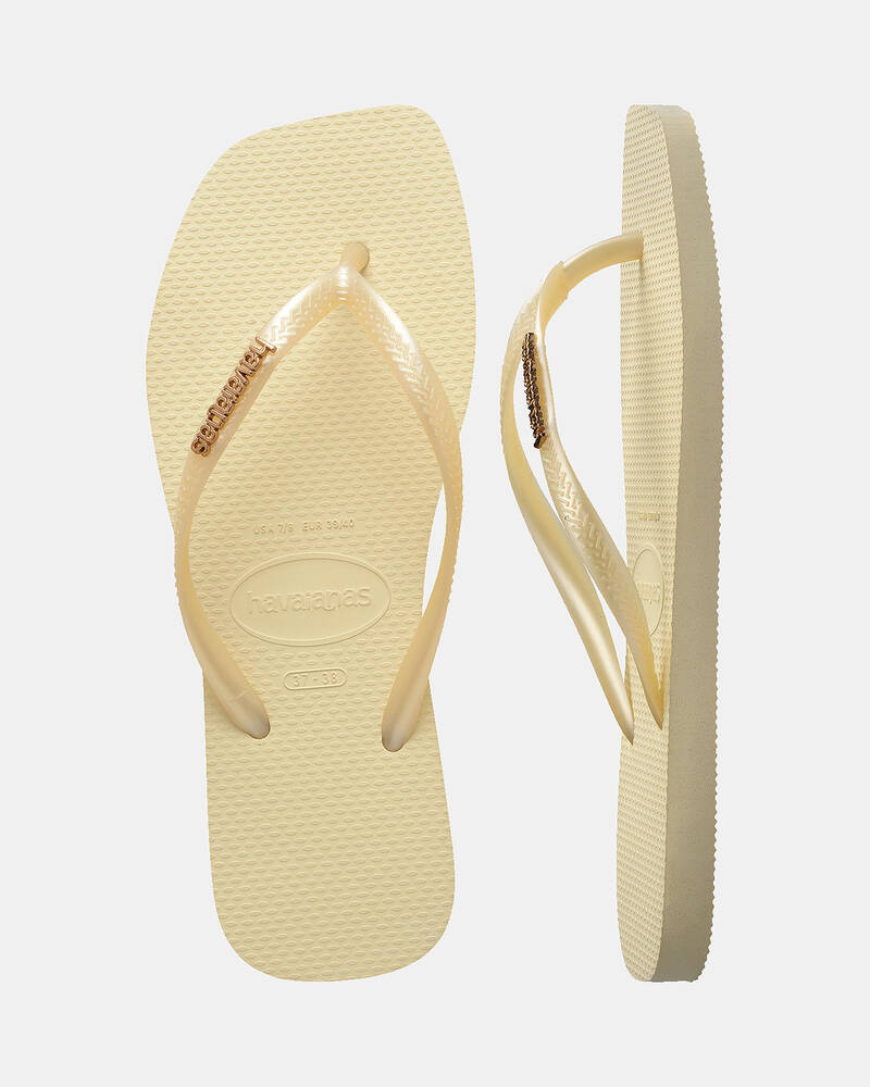 Havaianas Slim Square Metal Logo Thongs for Womens
