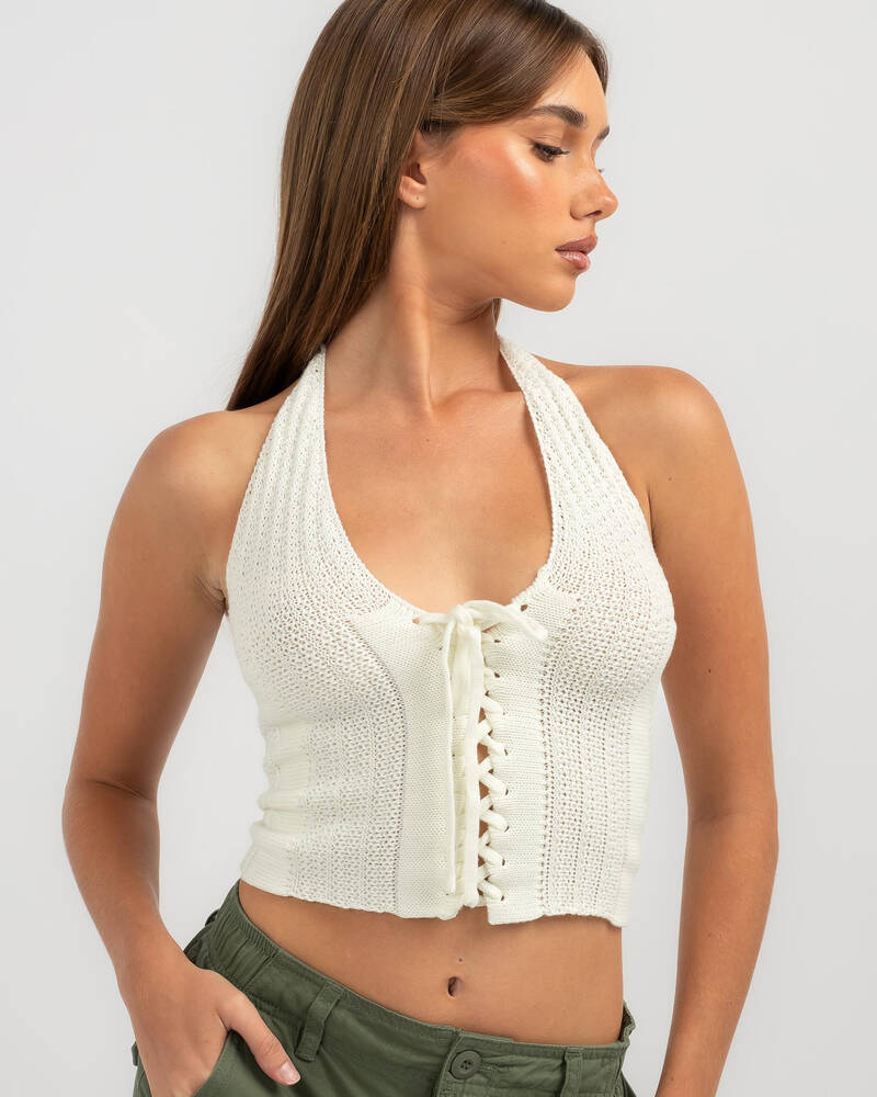 Ava And Ever Shiloh Crochet Halter Top for Womens