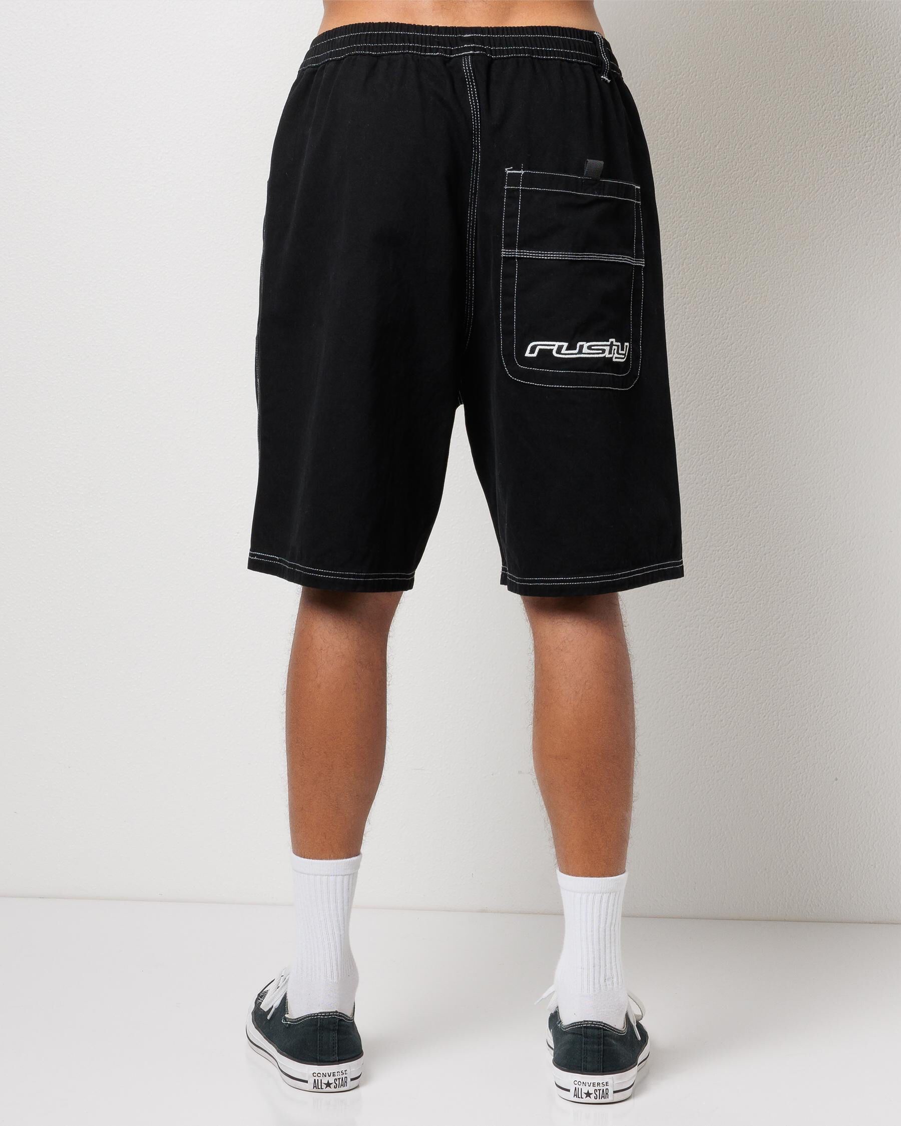 Rusty Flip Daddy Elastic Baggy Shorts In Black - FREE* Shipping