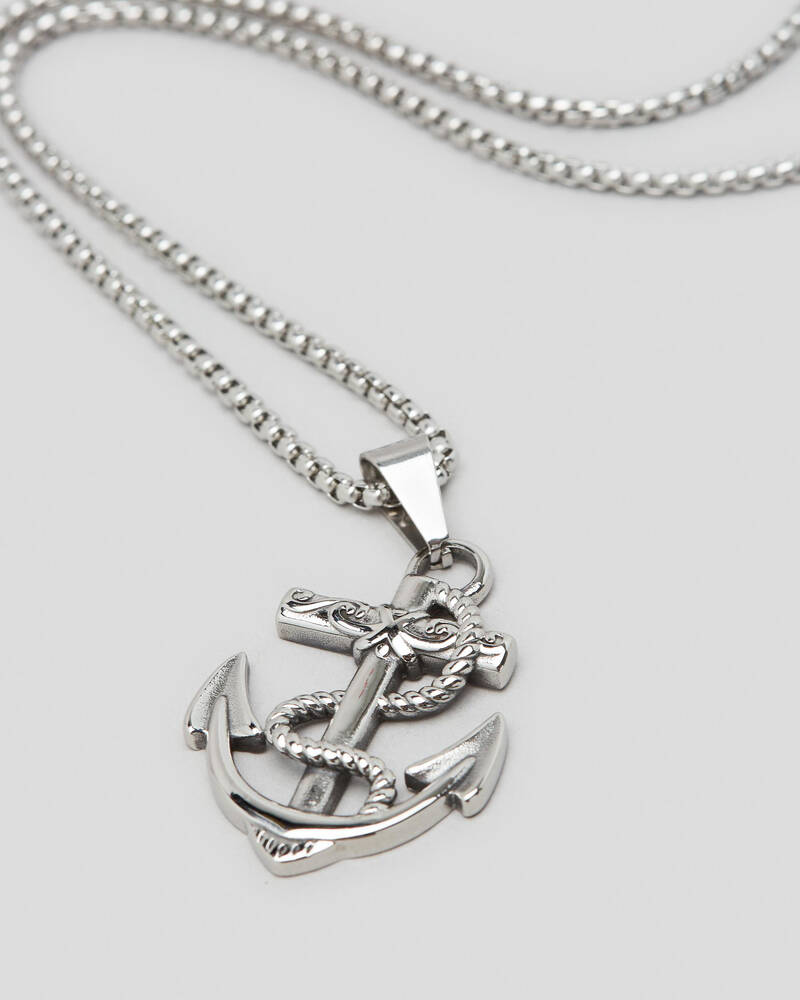REPUBLIK Silver Anchor Necklace for Mens