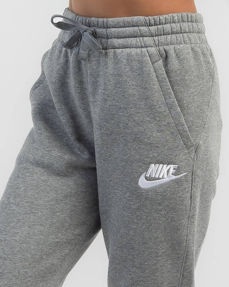 Nike Girls' Club Track Pants In Carbon Heather/cool Grey/white - Fast ...